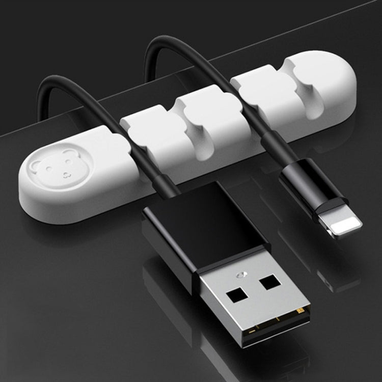 5 PCS 4 Holes Bear Silicone Desktop Data Cable Organizing And Fixing Device, 4 Holes