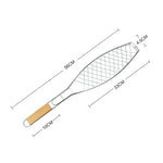 Chrome Plated Wooden Handle Single Fish Barbecue Net Clip Outdoor Grilled Fish Clip Barbecue Tool