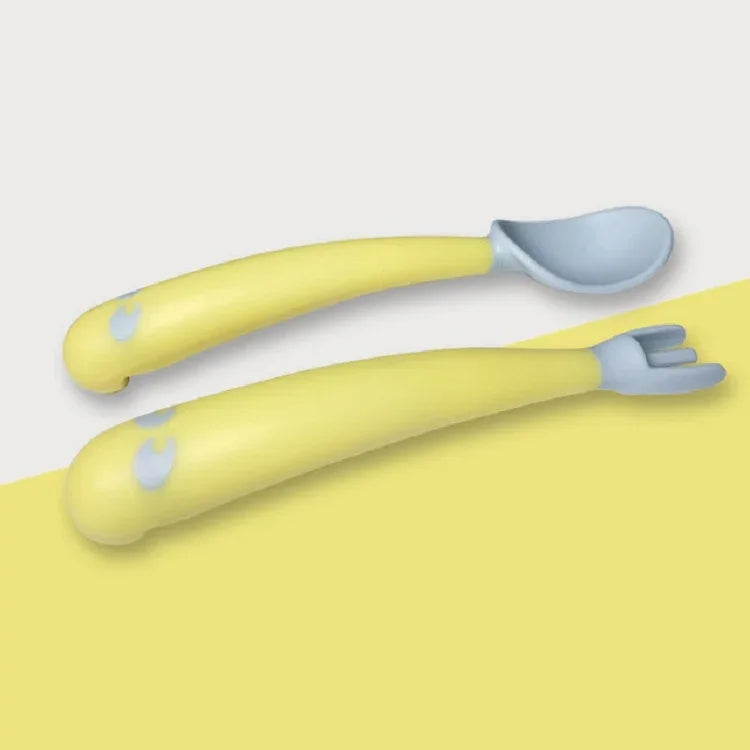 Baby Learning To Eat Bending Training Elbow Twisting Spoon Fork