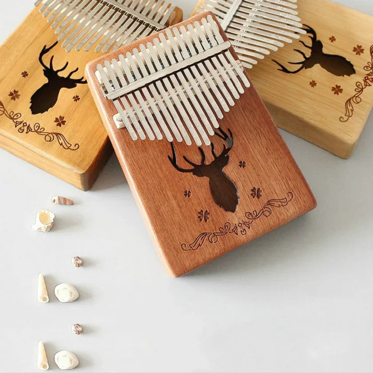 17-tone Kalimba Portable Thumb Piano, Mahogany-Classic Deer, Bamboo-Classic Deer, Mahogany-Sun God, Mahogany-Six-Pointed Star, Mahogany-Blue (Classic Deer), Spruce-Classic Deer, White-Classic Deer, Acacia-Classic Deer, Nan Bamboo-Sun God