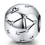 S925 Sterling Silver Twelve Constellation Beaded DIY Bracelet Accessories Jewelry Silver Beads, Aries, Taurus, Gemini, Cancer, Leo, Virgo, Libra, Scorpio, Sagittarius, Capricorn, Aquarius, Pisces
