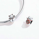 925 Sterling Silver Lucky Cat Beaded DIY Bracelet Jewelry Accessory, SCC1178