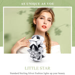 S925 Sterling Silver Small Star Bead Inlaid Zircon Necklace Bracelet Pendant