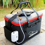 Thickened Multifunctional Folding Live Fish Box Fishing Bucket, 40 cm (with Handle and Side Pocket), 45 cm (with Handle and Side Pocket), 50 cm (with Handle and Side Pocket)