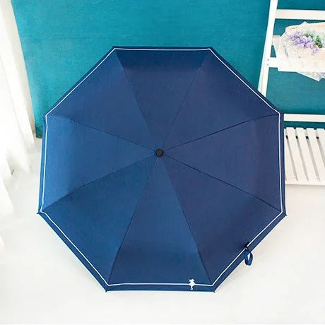 Small Fresh Forest Simple Sun and Rain Dual-use Sun Umbrella Sunscreen UV Protection Black Plastic Umbrella, Manual, Automatic