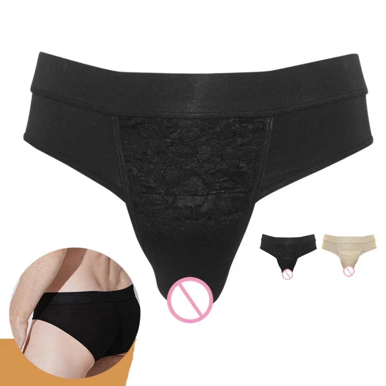 CD Pseudo-girl Underwear Male Disguise Women Hidden Lower Body Pants Cross-dress Underwear, S, M, L, XL, XXL