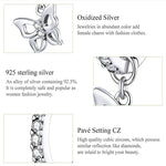 Butterfly S925 Sterling Silver Earrings Hollow Zircon Earrings, SCE833