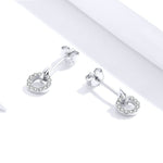 S925 Sterling Silver Small Circle Earrings Platinum Plated Zircon Silver Earrings, SCE767