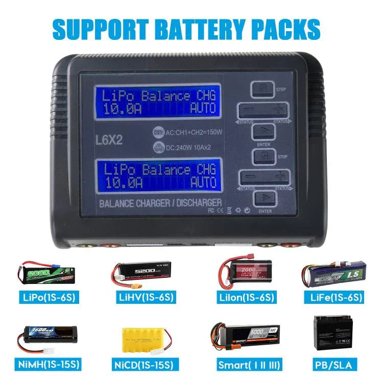 HTRC C240 Balanced Lithium Battery Charger Remote Control Airplane Toy Charger, EU Plug