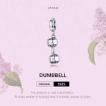 S925 Sterling Silver Dumbbell Pendant Fitness Equipment Strap Charm DIY Bracelet Accessories, SCC1340