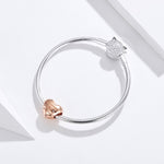 S925 Sterling Silver Golden Heart-shaped Loose Beads DIY Bracelet Accessories