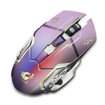 FREEDOM-WOLF X8 2400 DPI 6 Keys 2.4G Wireless Charging Silent Luminous Gaming Mechanical Mouse, X8 Metal Grey, X8 Star Black