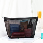 Black Transparent Mesh Cosmetic Bag Three-piece Large Capacity Travel Cosmetic Storage Bag, Three-piece Storage Bag