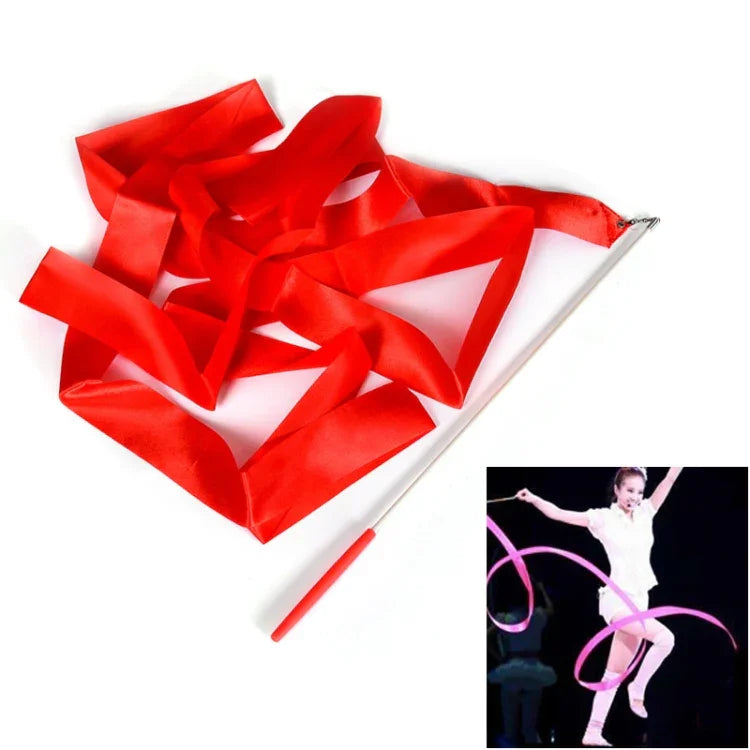 5 PCS 4 m Artistic Color Gymnastics Ribbon Dance Props Children Toys, Rose Red, Pink, Red, Orange, Yellow, Green, Blue