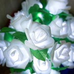 Rose Flower Battery Powered Fairy Lights Wedding Home Birthday Party Garland Decor String Lamp, Warm White, White Light
