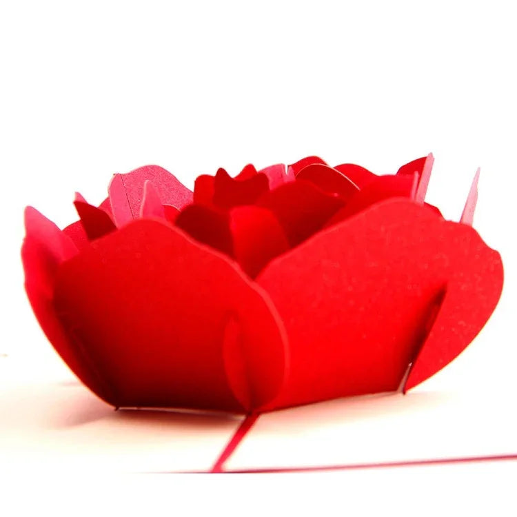 3D Pop Up Rose Thank You Greeting Postcards Flower Handmade Blank Vintage Paper Happy Birthday Love Gift Card, Size: 13x16cm, Handmade Blank