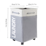 Bathroom Oxford Waterproof Dirty Clothes Laundry Foldable Storage Basket Hamper with Wheels