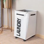 Bathroom Oxford Waterproof Dirty Clothes Laundry Foldable Storage Basket Hamper with Wheels