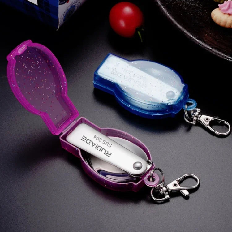 2PCS Stainless Steel Folding Fork Spoon Integrated Dual-use Picnic Portable Tableware, Random Color Delivery, Spoon, Fork