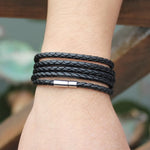 Couple Leather Bracelet Men Charm Vintage Black Bracelet, Black, Black Coffee, Black White, Coffee, Orange, Purple, White, Yellow