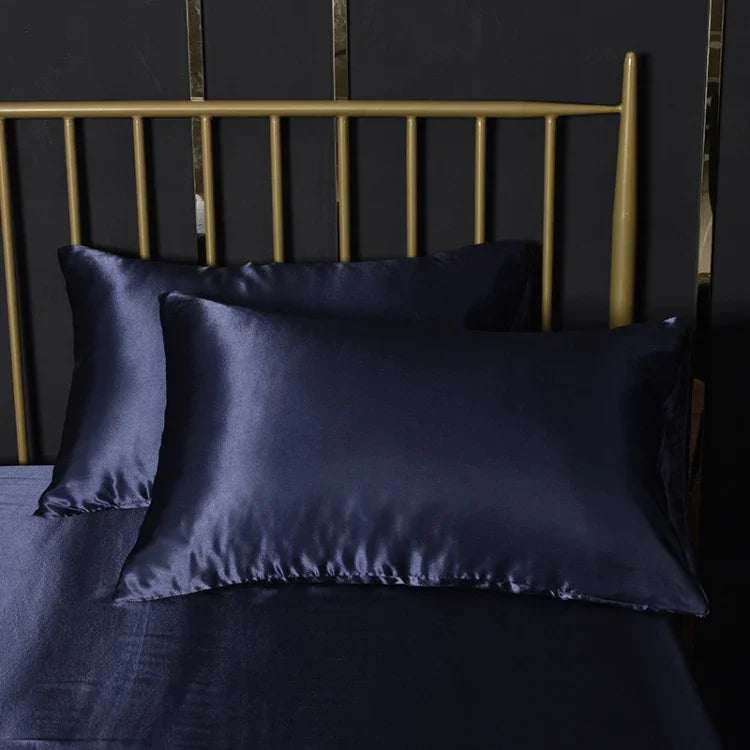 Home Ice Silk Simulation Silk Four-Piece Pillowcase Flat Sheet Fitted Sheet Set, US-Full/UK-D:138x190x35cm, US-Queen/UK-K:153x203x35cm, US-King:198x203x35cm, UK-SK:180x200x35cm, US-King: 198x203x35cm