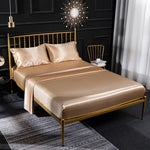 Home Ice Silk Simulation Silk Four-Piece Pillowcase Flat Sheet Fitted Sheet Set, US-Full/UK-D:138x190x35cm, US-Queen/UK-K:153x203x35cm, US-King:198x203x35cm, UK-SK:180x200x35cm, US-King: 198x203x35cm