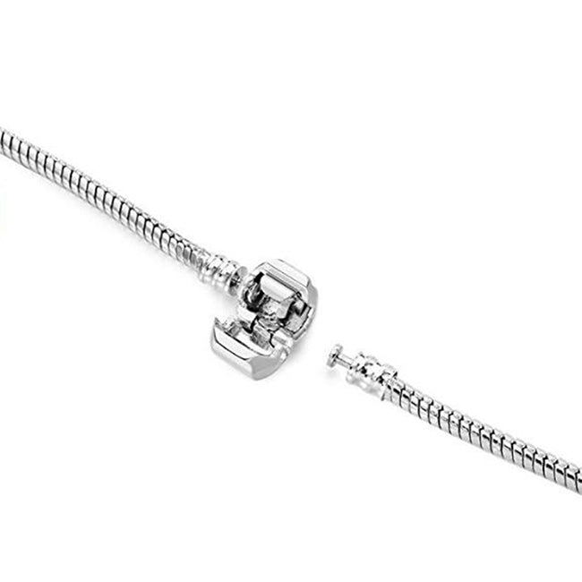 17-21cm Silver Snake Chain Link Bracelet Fit European Charm Pandora Bracelet, 20cm, 21cm, 19cm, 18cm