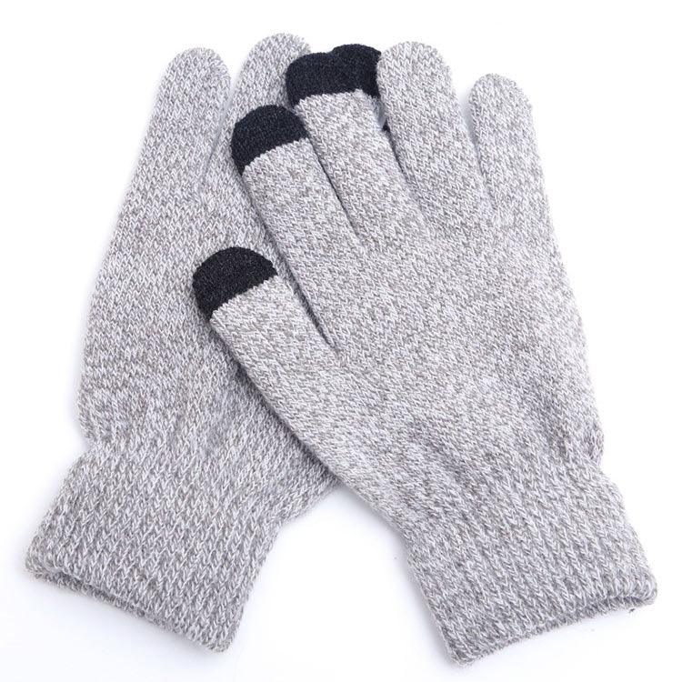 Winter Touch Screen Gloves Women Men Warm Stretch Knit Mittens Imitation Wool Thicken Full Finger Gloves, White, Grey, Black, Yellow, Navy Blue, Kids White, Kids Black, A-Navy Blue, A-Black, A-White, A-Grey, B-Grey, B-Blue, C-Yellow, C-Blue, C-Purple  ...