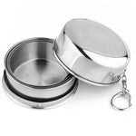Stainless Steel Camping Folding Cup Traveling Outdoor Camping Hiking Mug Portable Collapsible Cup, S 60ML, L 250ML