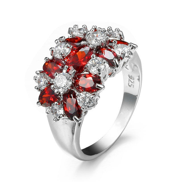925 Sterling Silver Sparkling Rings Girls Crystal Engagement Jewelry, 6