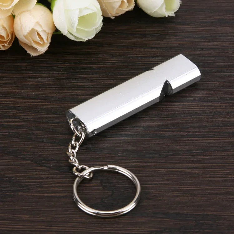 Mini Portable 120db Double Pipe High Decibel Outdoor Camping Hiking Survival Whistle Double-frequency Emnergecy Whistle Keychain, 3 PCS Silver, 3 PCS Gold