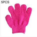 5 PCS Shower Bath Gloves Exfoliating Spa Massage Scrub Body Glove, Purple, Green, Blue, Orange, Red