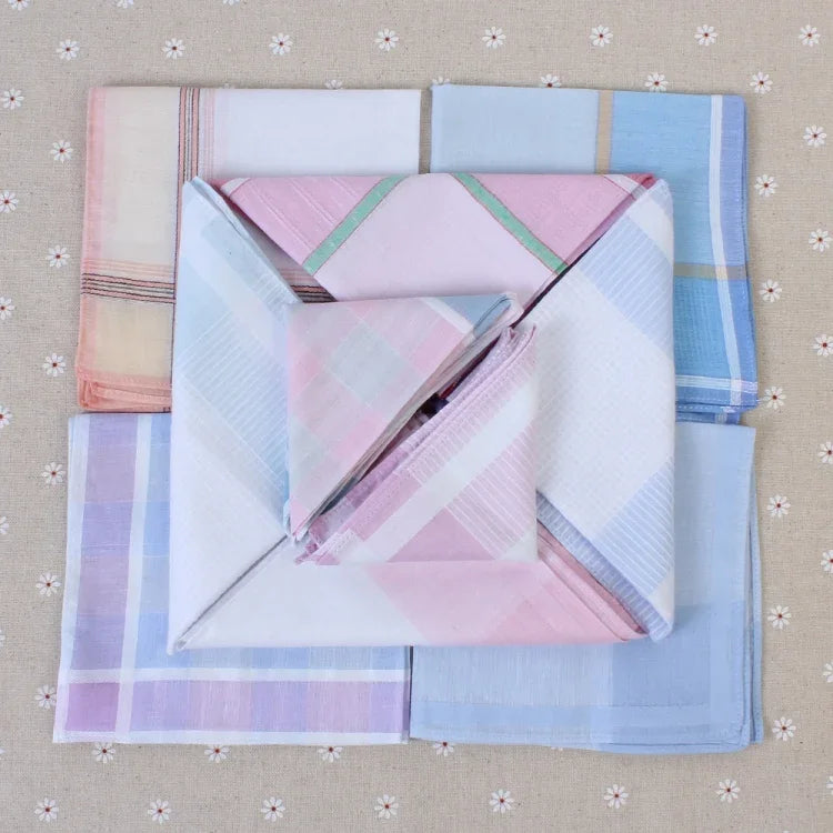 Multicolor Plaid Stripe Men Pocket Squares Business Chest Towel Handkerchiefs  100% Cotton