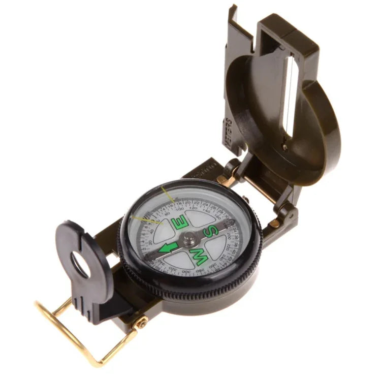 Portable Folding Army Green Lens Compass Multifunction Mini Camping Climbing Outdoor Tool, Army Green