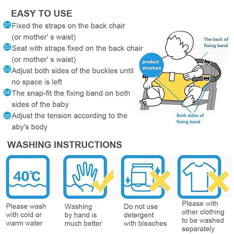 Chair Portable Seat Dining Lunch Chair Seat Safety Belt Stretch Wrap Feeding Chair Harness Seat Booster