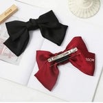 5 PCS Satin Bow Hairpin Back Head Hair Accessories, Wine Red, Black, Dark Green