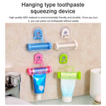 2 Pcs Creative Sucker Hangable Toothpaste Extruder with Sucker &Holder, WHITE, Blue, Green, YELLOW, Pink
