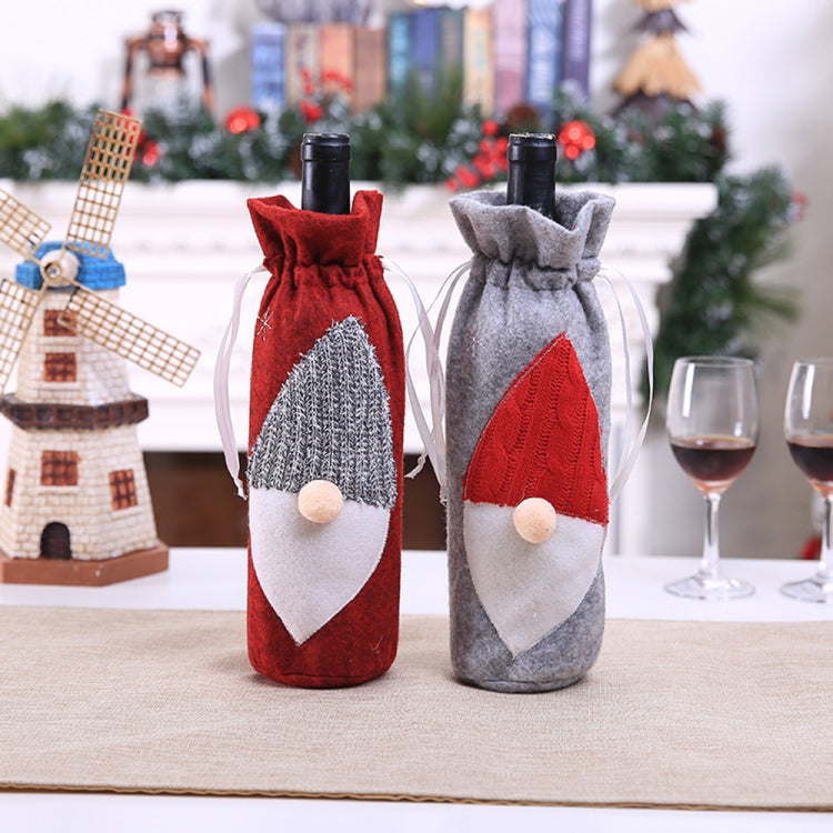 Christmas Machine Embroidered Faceless Old Man Wine Bottle Bags Table Decorations