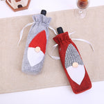 Christmas Machine Embroidered Faceless Old Man Wine Bottle Bags Table Decorations