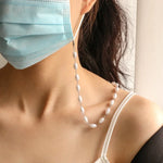 Mask Anti-Lost Lanyard Necklace Simple Oval-Shaped Pearl Mask Glasses Chain, Oval-Shaped Pearl  Chain