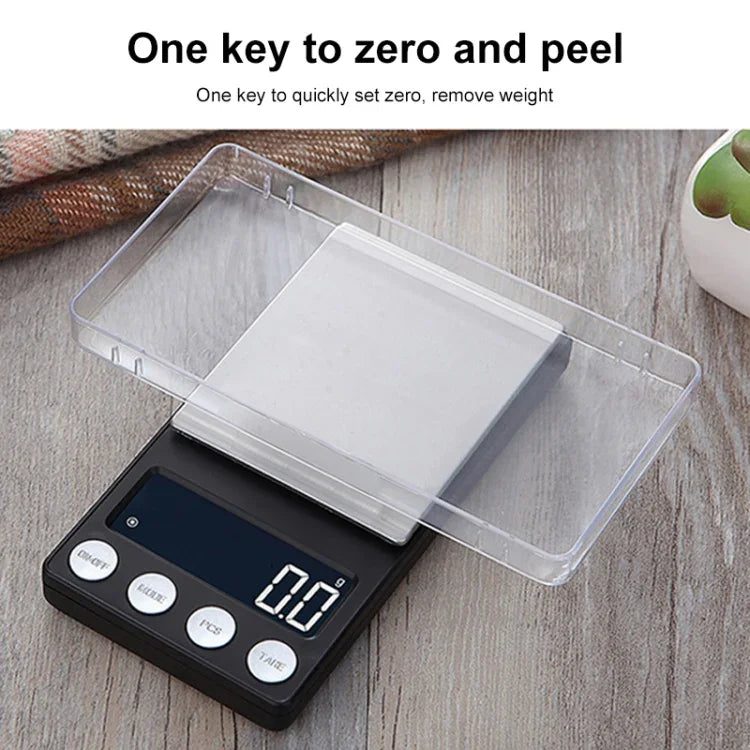 High-Precision Electronic Scale Mini Portable Jewellery Medicine Scale, 500g/0.1g, 100g/0.01g, 200g/0.01g, 300g/0.01g, 500g/0.01g, 1000g/0.1g