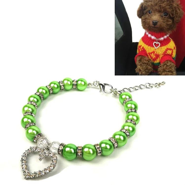 Pet Supplies Pearl Necklace Pet Collars Cat and Dog Accessories, S, M, L