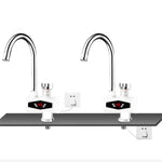 Dynamic Digital Display Instant Heating Electric Hot Water Faucet Kitchen&Domestic Hot&Cold Water Heater EU Plug, With Shower Head, Large Elbow, Universal Tube