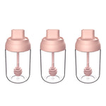 3 PCS Macaron Ribbon Moisture-Proof Lid Spoon One Seasoning Jar Glass Seasoning Bottle with Label, Seasoning Bottle, Honey Bottle, Brush Oil Bottle