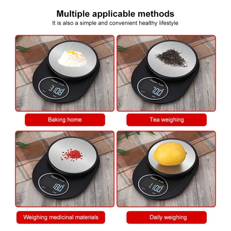 Home Kitchen Electronic Scale High Precision Stainless Steel Jewelry Scale, Hemming 5kg/1g, No Edging 5kg/1g, Hemming 3kg/0.1g, No Edging 3kg/0.1g, Hemming 5kg/0.1g, No Edging 5kg/0.1g