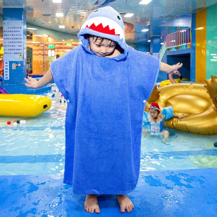 Cotton Cloak Home Bathroom Lengthen Children Wearable Bath Towel 70 cm, Pink Unicorn DP19S-4, Green Crocodile DP19S-5, Blue Shark DP19S-6