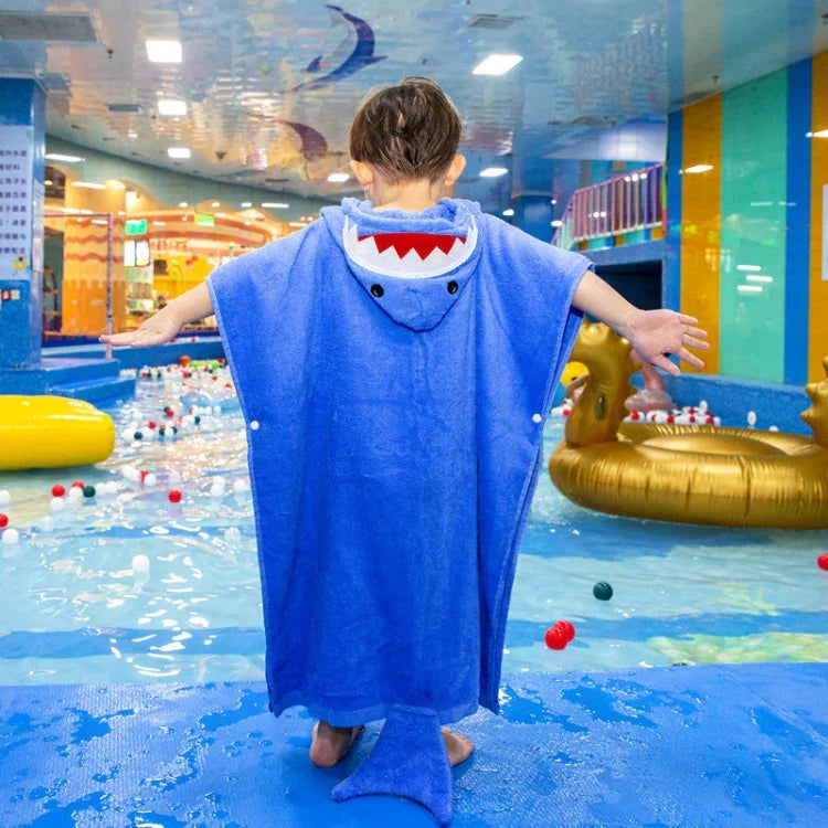 Cotton Cloak Home Bathroom Lengthen Children Wearable Bath Towel 70 cm, Pink Unicorn DP19S-4, Green Crocodile DP19S-5, Blue Shark DP19S-6