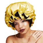 TJM-443A Double-Layer Satin Big Lace Night Hat Round Hat Chemotherapy Hat, One Size Adjustable