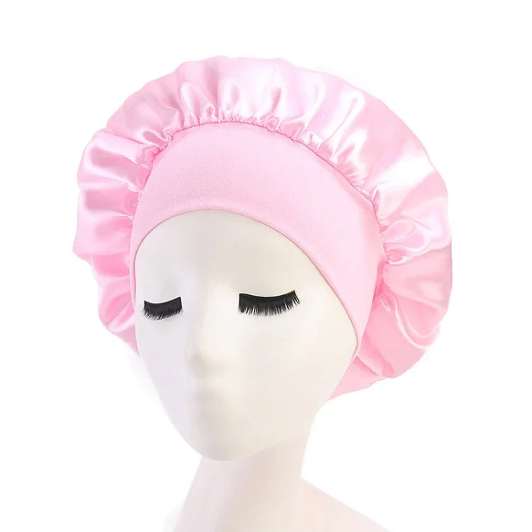 2 PCS TJM-301 Night Cap With Wide Brim And Elasticity Headband Ladies Chemotherapy Cap Hair Care Hat, M 56-58cm
