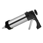 Multi-Function Stainless Steel Piping Gun Set Cookie Biscuits Hand Pressing Biscuit Machine Household DIY Baking Tools, 16 in 1(Silver)